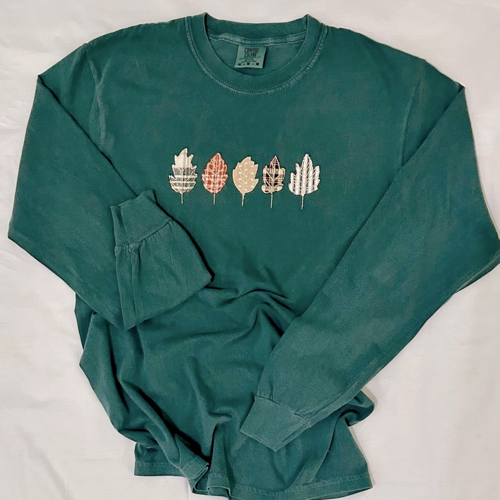 Green Long Sleeve Shirt with Leaf patchwork - Picture 3 of 5